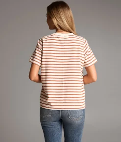BKE Striped Basic T-Shirt Sunlight White Online