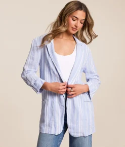 Stoosh Striped Blazer Grey White Outlet
