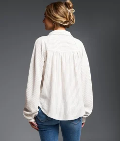 Tops | Buckle Black Striped Blouse White Black Stripe