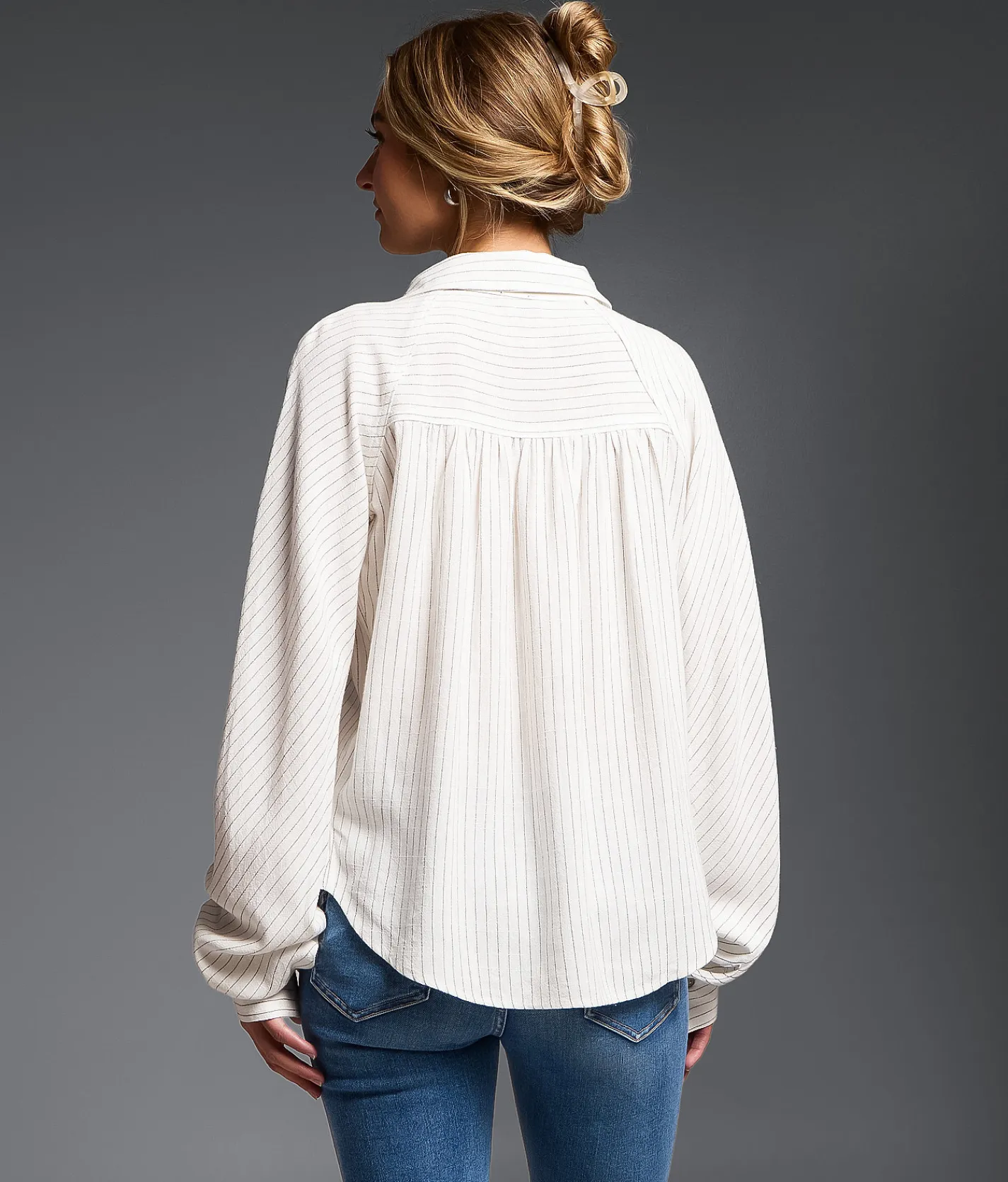Tops | Buckle Black Striped Blouse White Black Stripe