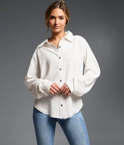 Tops | Buckle Black Striped Blouse White Black Stripe