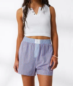 33 Coastal Striped Boxer Short Blue Red White Stripe New