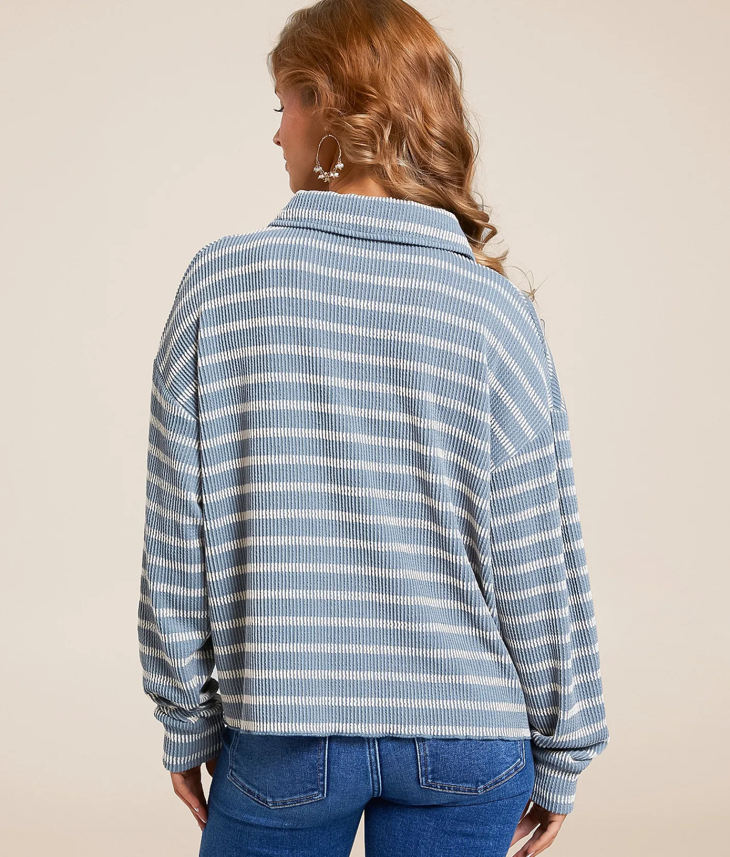 BKE Striped Boxy Shirt Seafoam Online