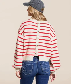 Tops | Hyfve Striped Boxy Sweater Green