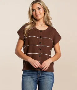 Tops | The Workshop Striped Boxy Sweater Vest Cream