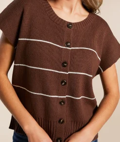 Tops | The Workshop Striped Boxy Sweater Vest Cream