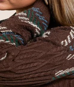 Gilded Intent Striped Cable Knit Sweater Brown Multi Outlet