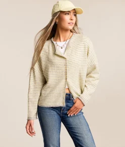 Tops | J.O.A. Striped Cardigan Sweater Butter Yellow
