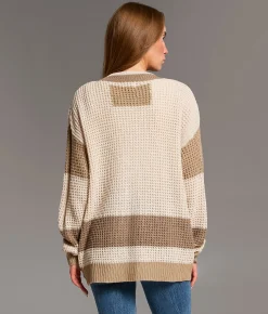 Tops | BKE Striped Cardigan Sweater Beige Cream