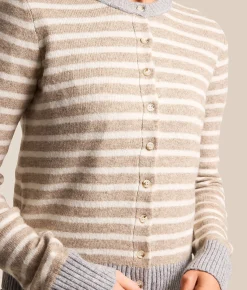 The Workshop Striped Cardigan Sweater Khaki