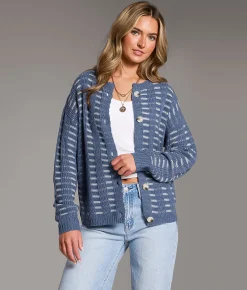 BKE Striped Cardigan Sweater Blue Online