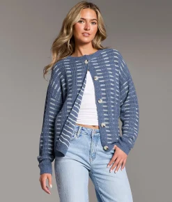 BKE Striped Cardigan Sweater Blue Online