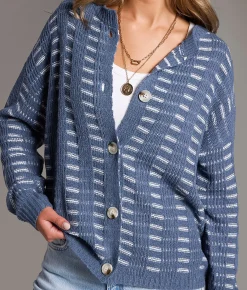 BKE Striped Cardigan Sweater Blue Online