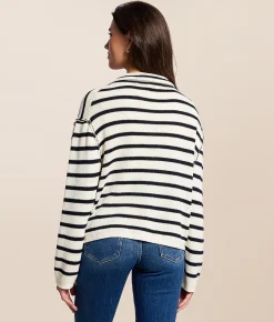 Tops | Blu Pepper Striped Cardigan Sweater Cream