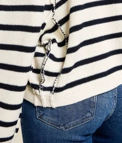 Tops | Blu Pepper Striped Cardigan Sweater Cream