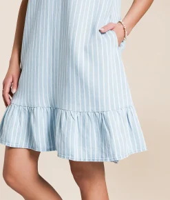 Dresses | Blu Pepper Striped Chambray Dress Chambray Multi