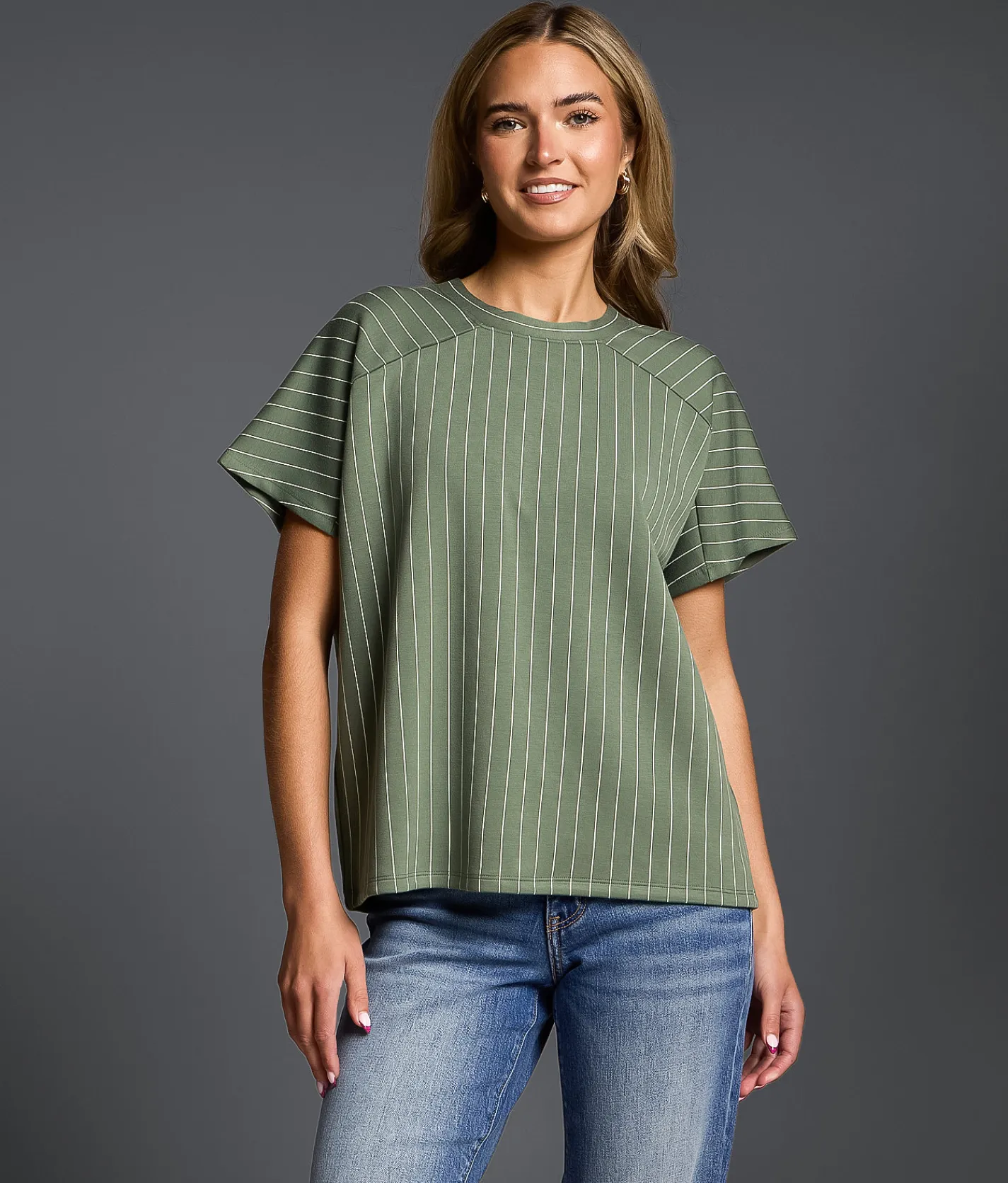 Buckle Black Striped Crew Neck Top Laurel Wreath