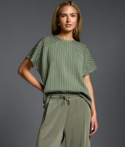 Buckle Black Striped Crew Neck Top Laurel Wreath