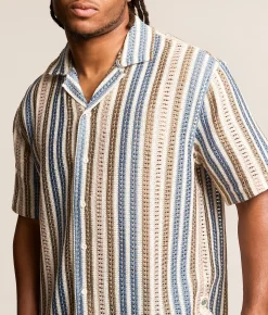 Sunset x Vine Striped Crochet Shirt Ecru Hot