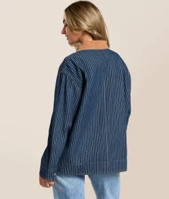J.O.A. Striped Denim Barn Jacket Indigo