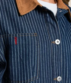 J.O.A. Striped Denim Barn Jacket Indigo