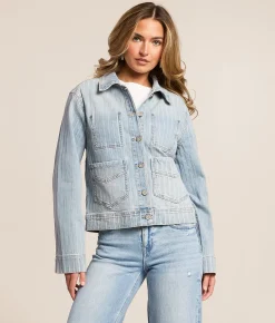 HIDDEN Striped Denim Stretch Jacket Medium