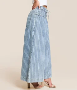 So Me Striped Wide Leg Jean Denim Sale