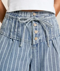 So Me Striped Wide Leg Jean Denim Sale