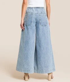So Me Striped Wide Leg Jean Denim Sale