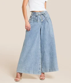 So Me Striped Wide Leg Jean Denim Sale
