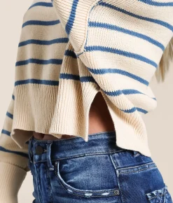 Hyfve Striped Dolman Cropped Sweater Blue