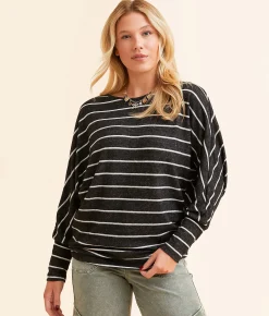 Hyfve Striped Dolman Top Black Online
