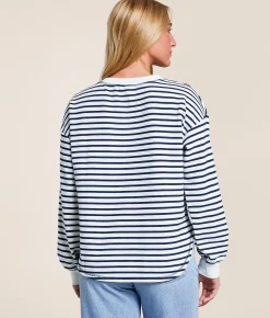 Blu Pepper Striped Henley Navy Sale