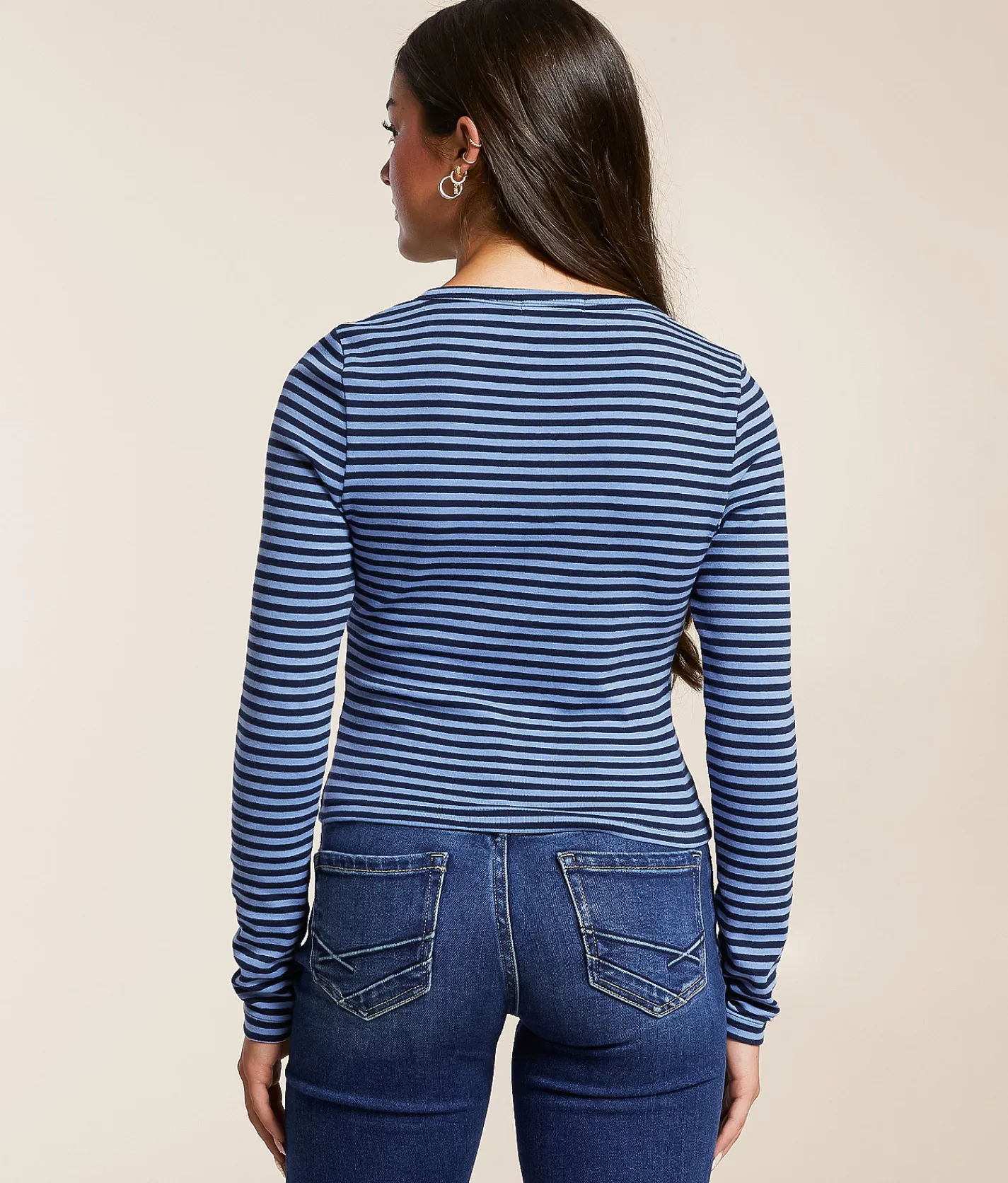 FITZ + EDDI Striped Henley Blue Stripe