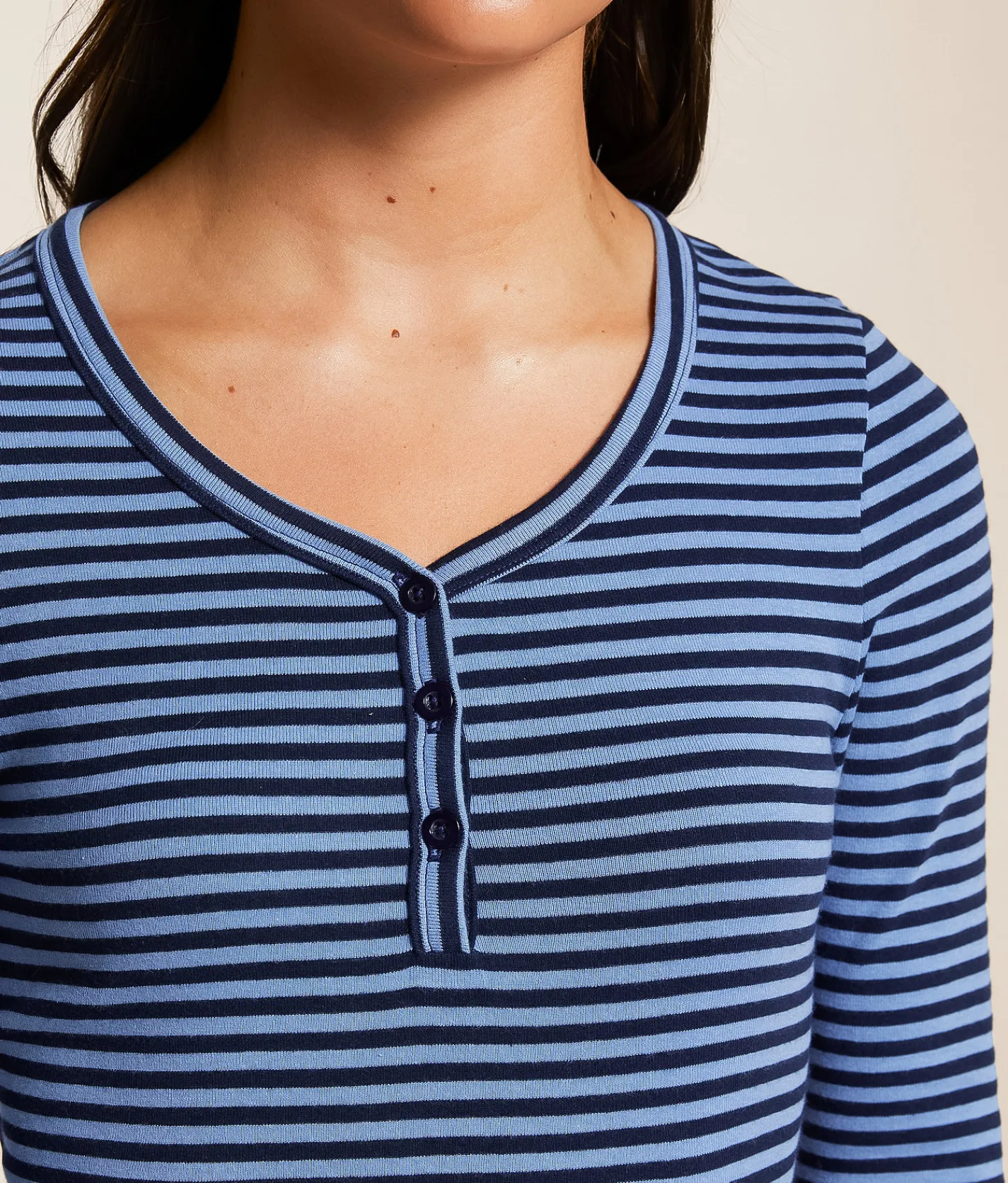 FITZ + EDDI Striped Henley Blue Stripe
