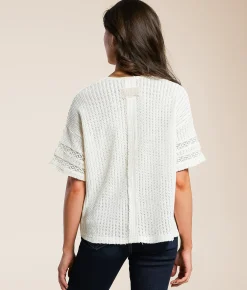 Tops | Miss Me Striped Henley Sweater Natural