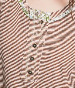 Tops | BKE Striped Henley Tank Top Brown Stripe