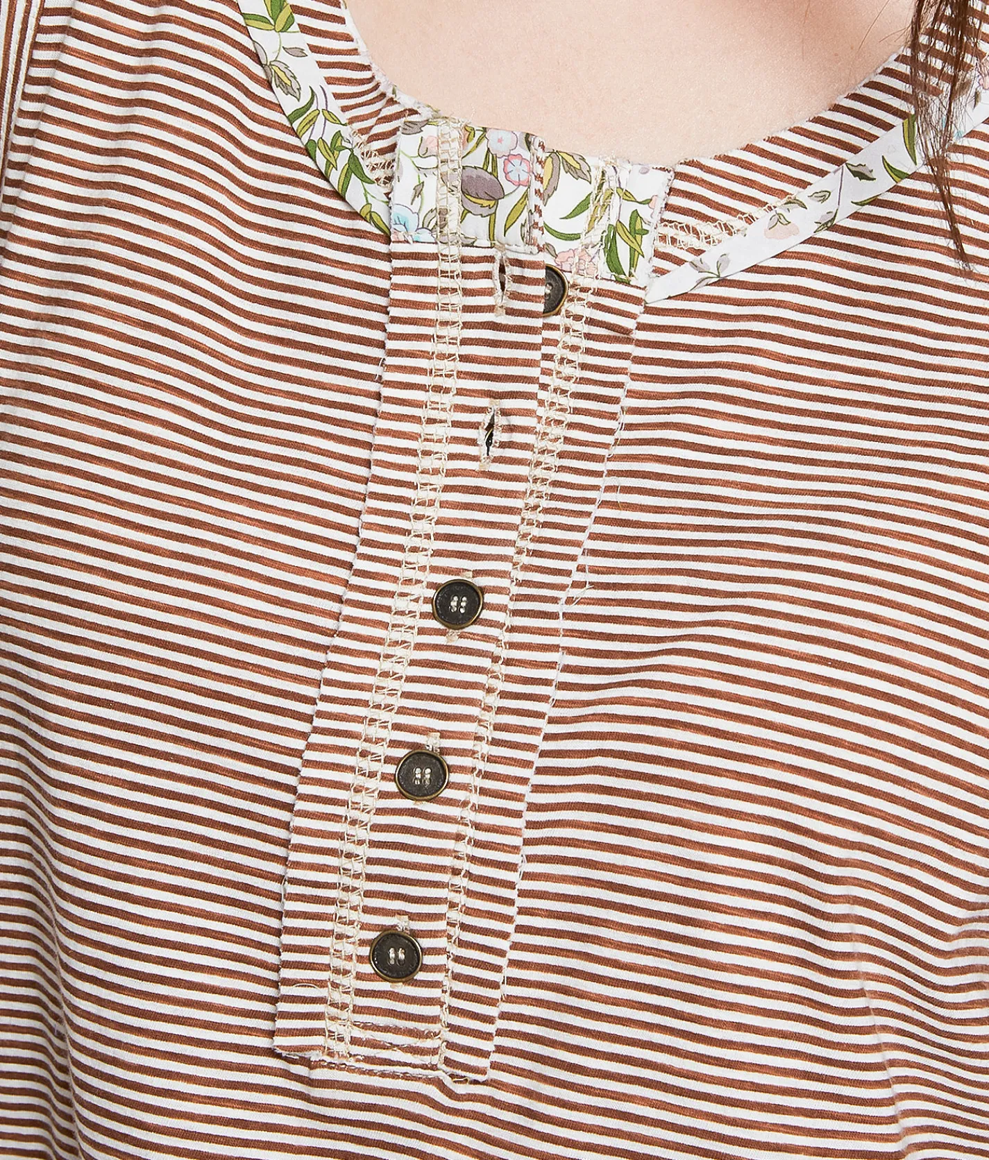 Tops | BKE Striped Henley Tank Top Brown Stripe