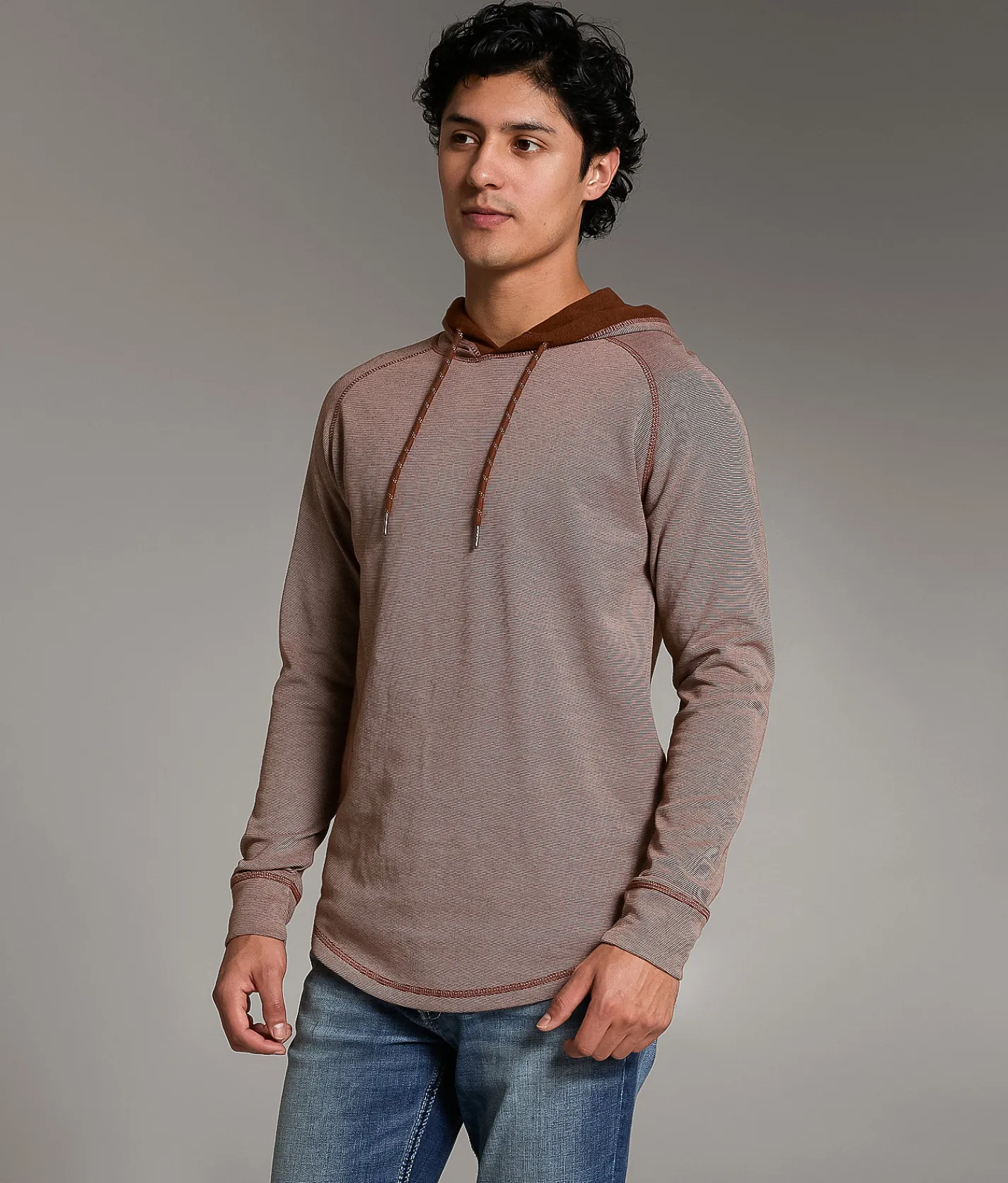 Tops | BKE Striped Hoodie Brunette