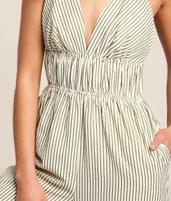 Willow & Root Striped Jumpsuit Cream Green Best