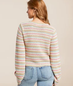 Tops | Willow & Root Striped Knit Cropped Sweater Multi