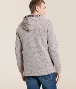 Departwest Striped Knit Hooded Henley Sweatshirt Cherry Mahogany New