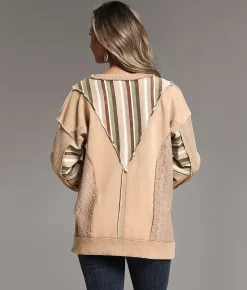 BKE Striped Knit Pullover Brown Clearance
