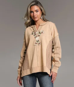 BKE Striped Knit Pullover Brown Clearance