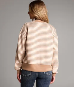 Tops | BKE Striped Knit Pullover Natural White