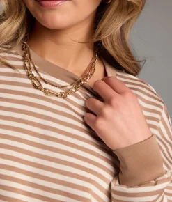Tops | BKE Striped Knit Pullover Natural White