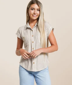 Blu Pepper Striped Knit Shirt Charcoal Outlet
