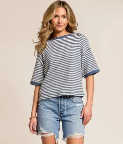 Tops | Blu Pepper Striped Knit Top Blue