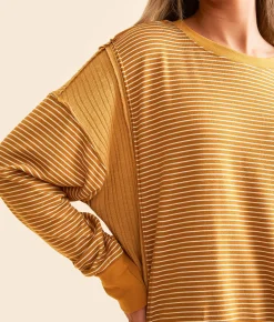 BKE Striped Knit Top Mustard Online