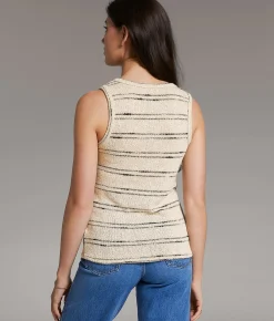 Tops | BKE Striped Notch Neck Tank Top Beige